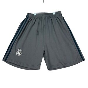 Vintage Adidas Real Madrid Soccer Shorts Mens S Gray Stretch Waistband Athletic